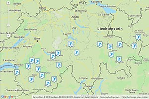 Skigebiete der Schweiz Karte